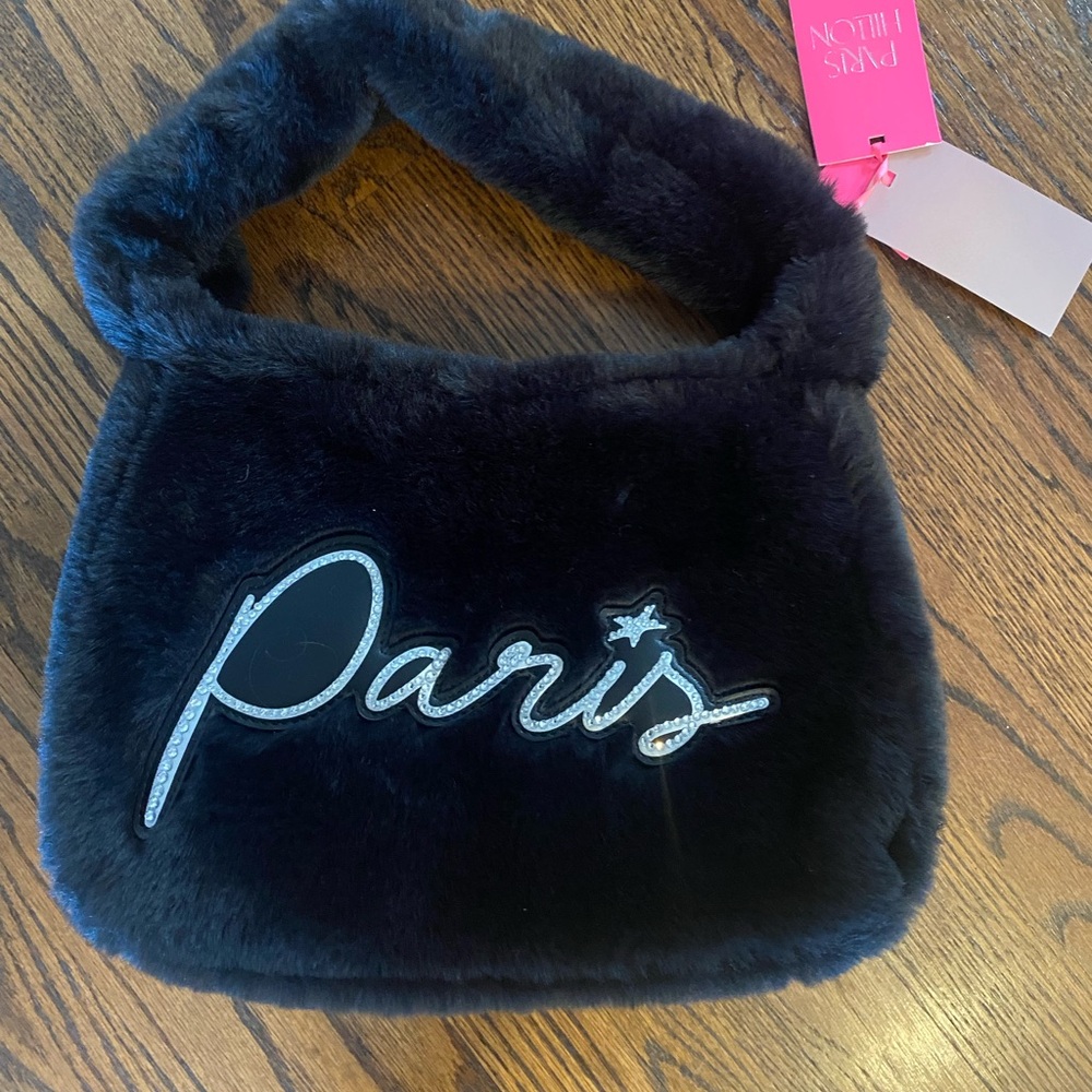 Paris Hilton Black Faux Fur Handbag